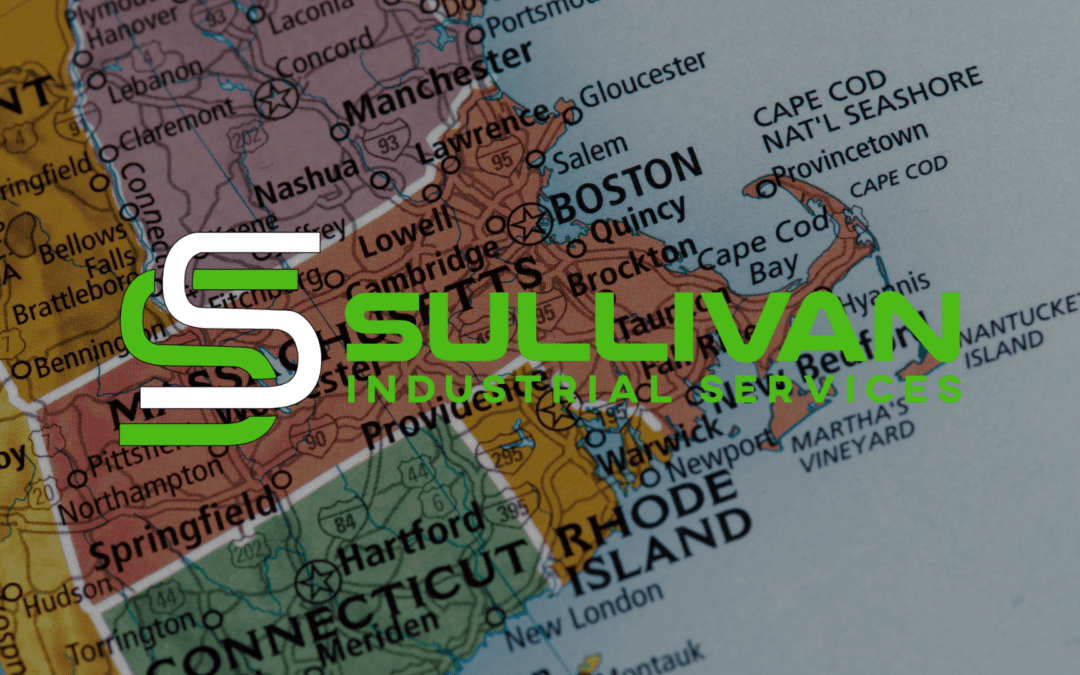 map of Massachusetts with Sullivan Logo